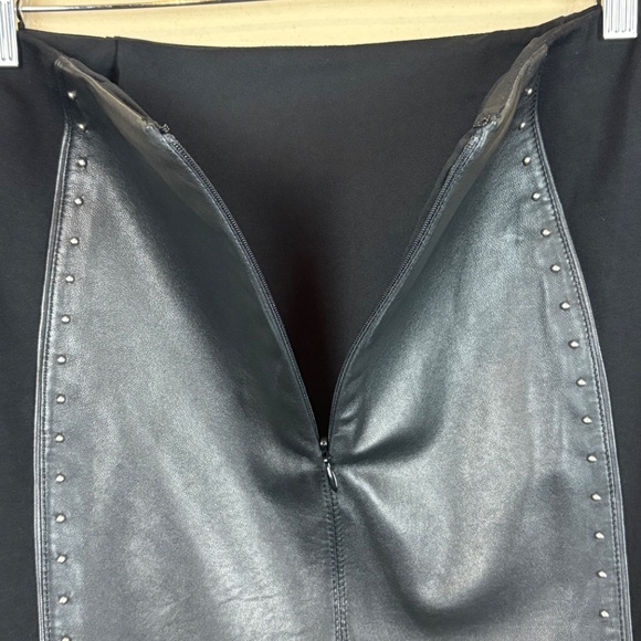 White House Black Market Black Genuine Leather Mini Pencil Skirt w/ Stud Accents - Picture 8 of 13